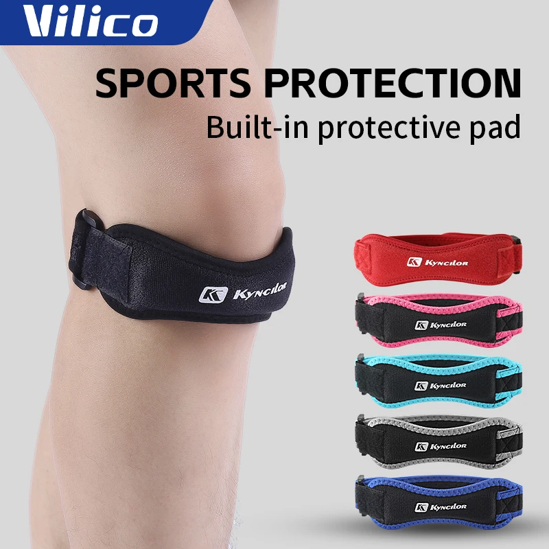 1 Piece Knee Patellar Tendon Knee Support Strape Brace Adjustable Shock Absorption Compression Knee Pad Sleeve for Basketball