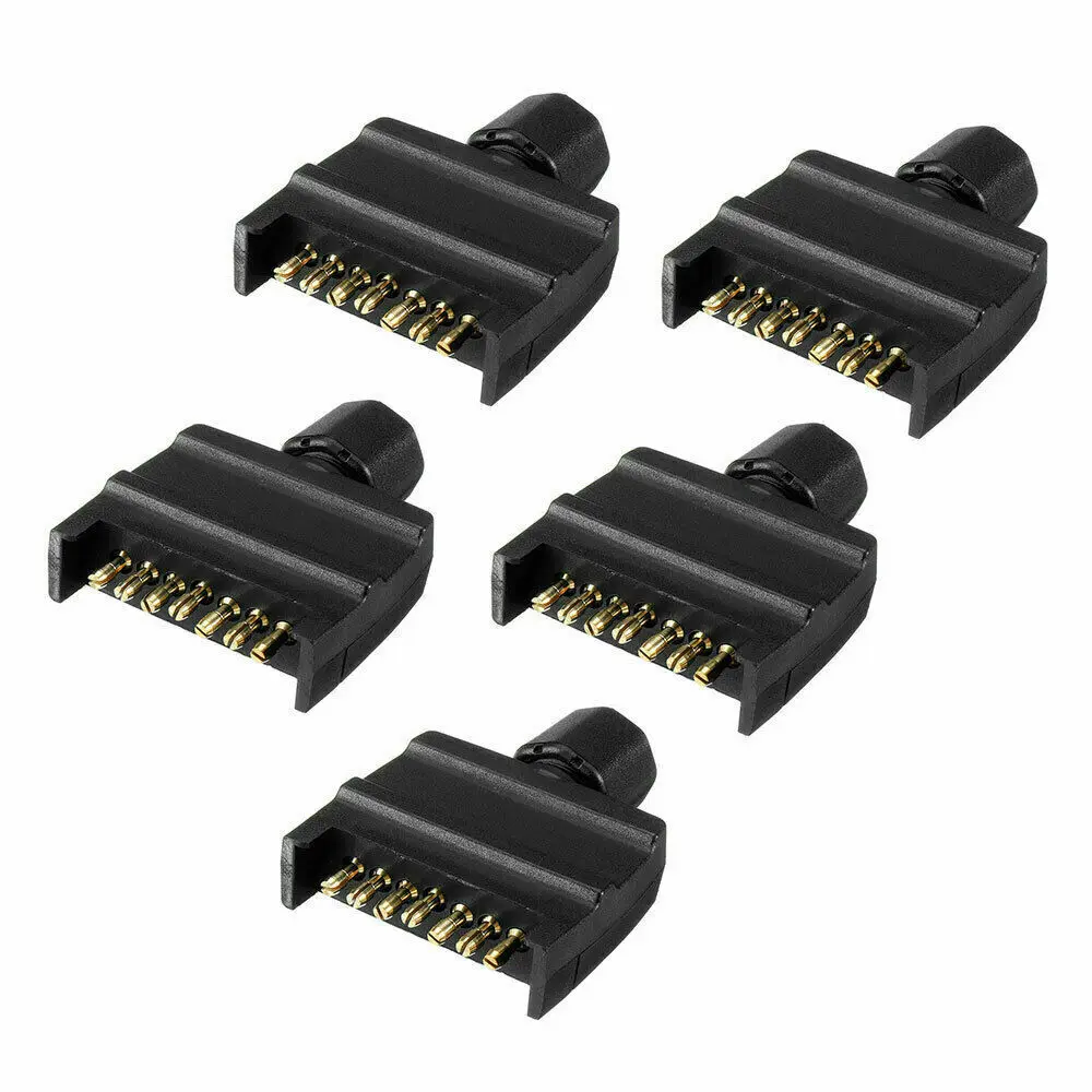 5pcs 7 Pin Flat Trailer Male Connector For Caravan Trailer Adapter Boat Quick Fiting Connector Socket 5pcs 7 Pin