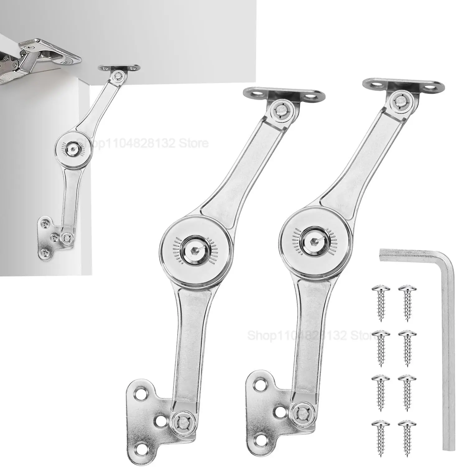 2 Pack | Lid Support Hinges Heavy Duty Lid Stay Hinge – 110° Open Angle, Free Stop, Tension Adjustable, Supports Up to 50LBS