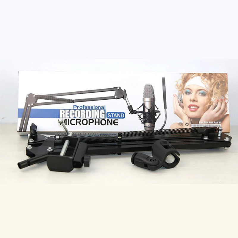Adjustable Microphone Metal Holder Suspension Arm 360 Degree Rotation Desk Mic Stand Bracket For Living Youtuber Recording
