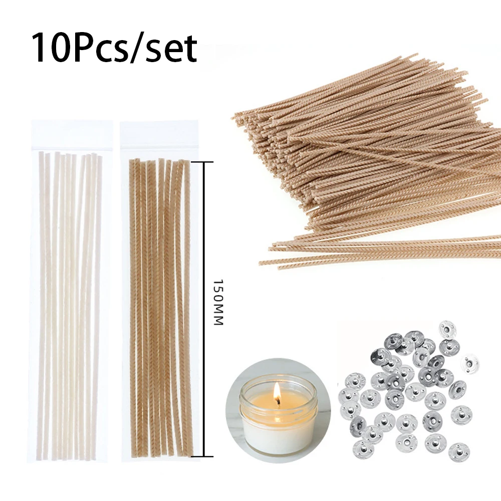 10Pcs/set Smokeless Cotton Candle Wicks DIY Non-Toxic Environmentally Friendly Ghee Wick Wax Wire Handmade Wax Making Supplies