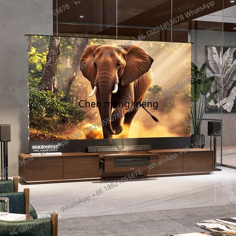 Walnut Invisible Cinema Laser TV Cabinet Hisense 100-inch 120-inch Electric Lifting Integrated Cabinet