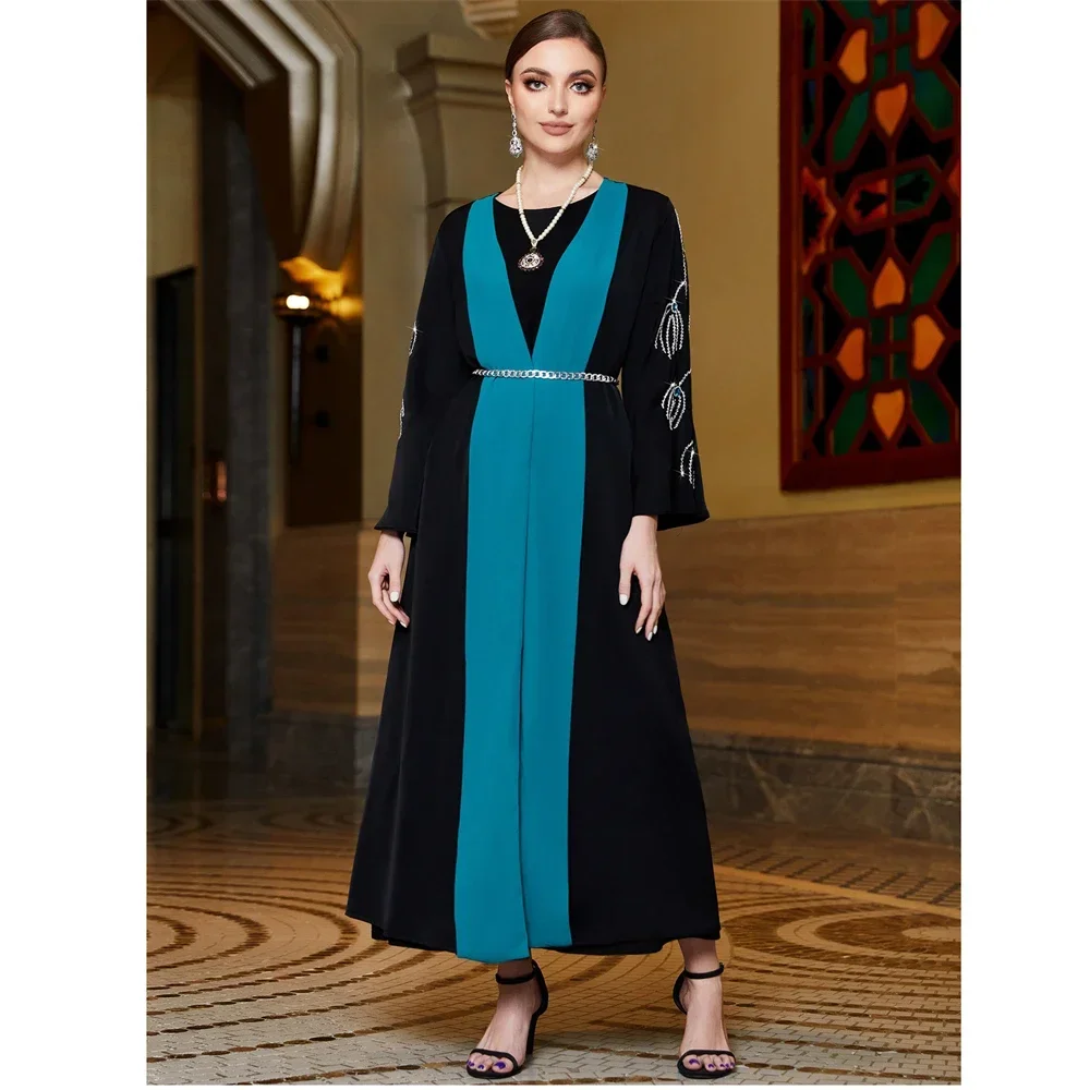 Femme Musulman salon robes maroc caftan femmes musulman diamant robe de soirée Eid Kebaya islamique Jalabiya Ramadan Abaya Kimono