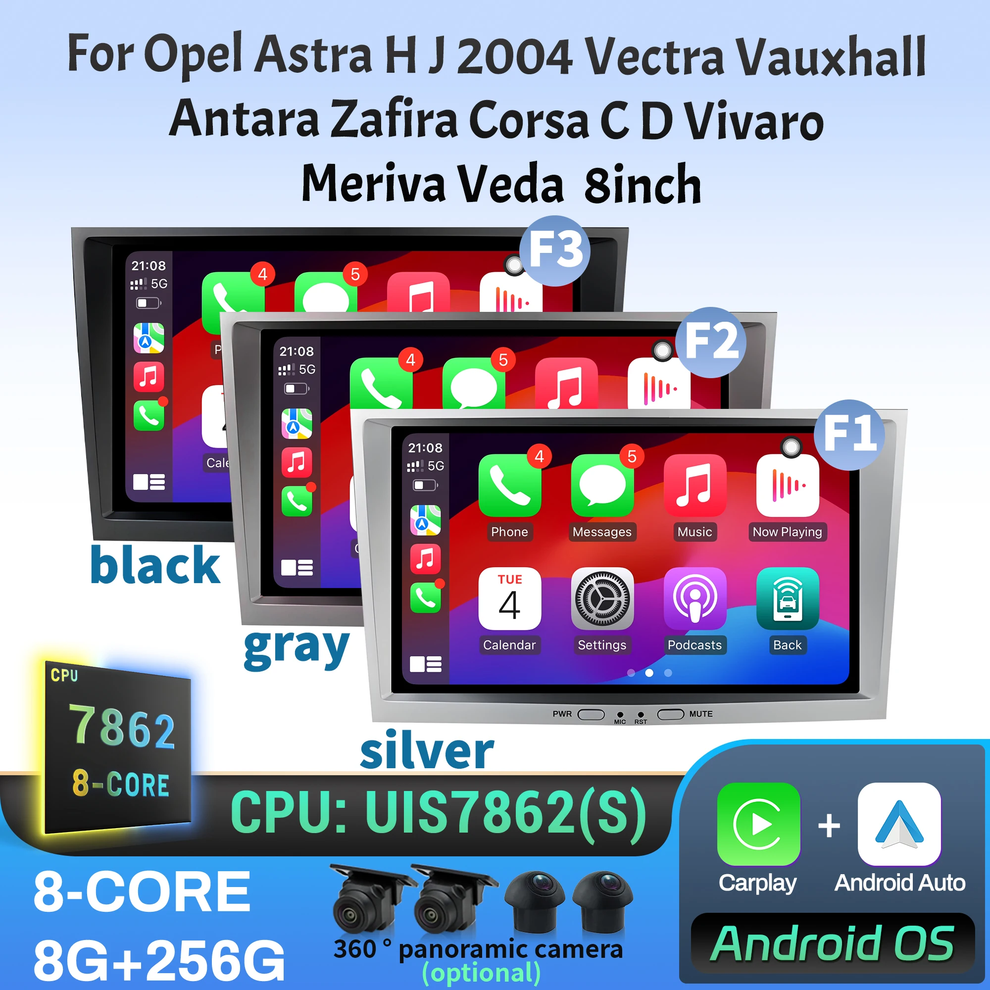 

8 inch Car Radio For Opel Astra H J 2004 Vectra Vauxhall Antara Zafira Corsa C D Vivaro Meriva Veda CarPlay Touch Screen Stereo