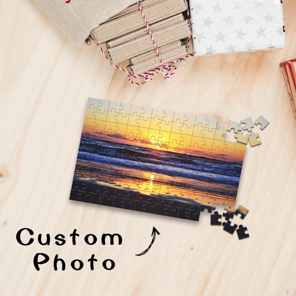 1pc Custom Photo Single Portrait Wooden Jigsaw Puzzle,Ideal Anniversary,Wedding,Birthday,Valentine Gift For Family Friends