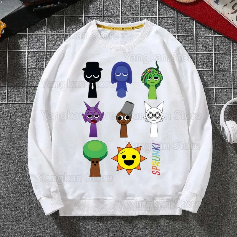 Sprunki Plush Autumn Winter Sweatshirt Men Hip Hop Sweatshirt Hoodie Streetwear Harajuku Pullover Hoodie Winter Autumn Hoodie