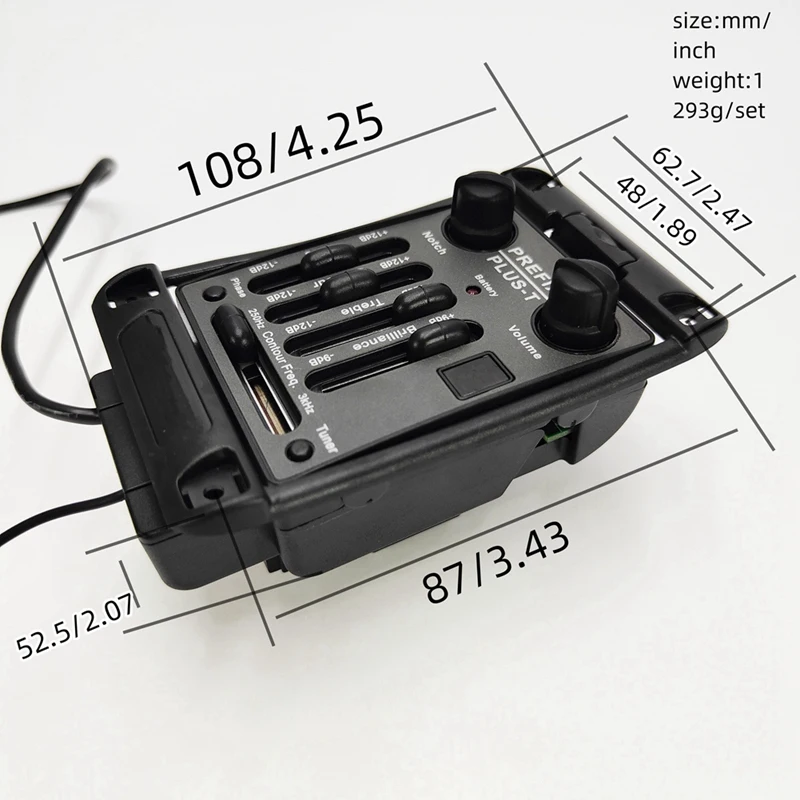 Guitar Pickups Prefix Plus-T Onboard Preamp Matrix Acoustic Pickup EQ Equalizer With Tuner Soft Piezo