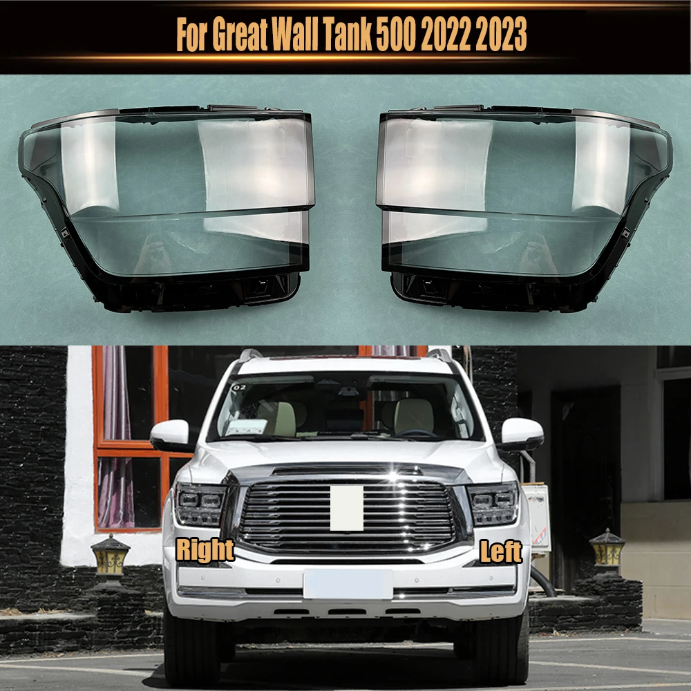 

For Great Wall Tank 500 2022 2023 Car Front Headlight Cover Lens Glass Headlamps Transparent Lampshad Lamp Shell Masks