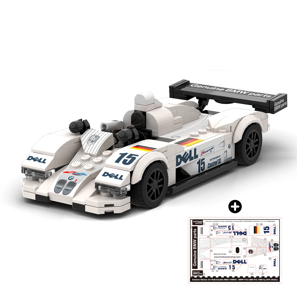 256PCS MOC-160093 1999 Le Mans Speed ​​Champion V12 Racing Car LMR Building Blocks Assembly Model Toy Children's Birthday Gift