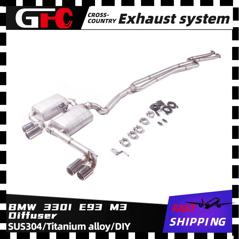 Catback exhaust High-performance exhaust pipe, electronic valve muffler system 4tips for 2006-2013 BMW 330I E93 M3 Diffuser