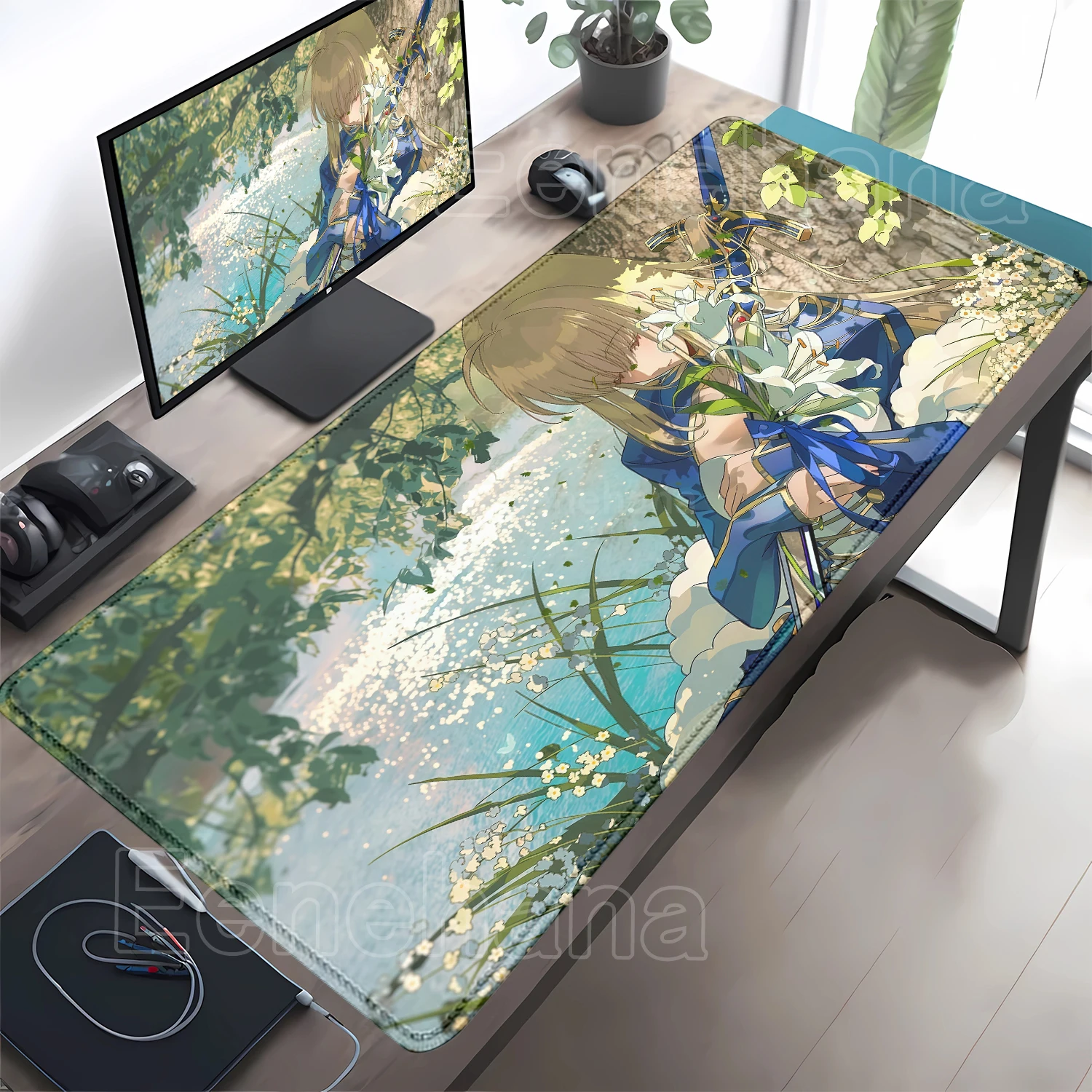 Large Size Saber Anime Fate/Stay Night Mouse Pads Ultrafine Surface Desk Mat Washable Pc Accessories Business Office Decoration