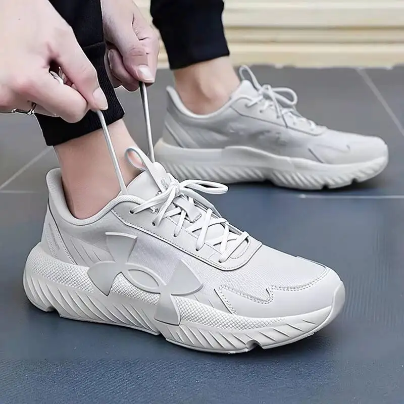 New Under Armour Unisex Sport Casual Shoes 6010425-014 Chunky Sole Logo Detail White Grey Sneakers