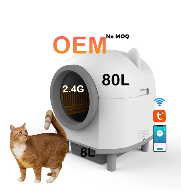 

Elecpet OEM Automatic Cat Litter Toilet 80L Self Cleaning Litter Box for Cats APP Control Anti-Clip Intelligente Katzenstreubox