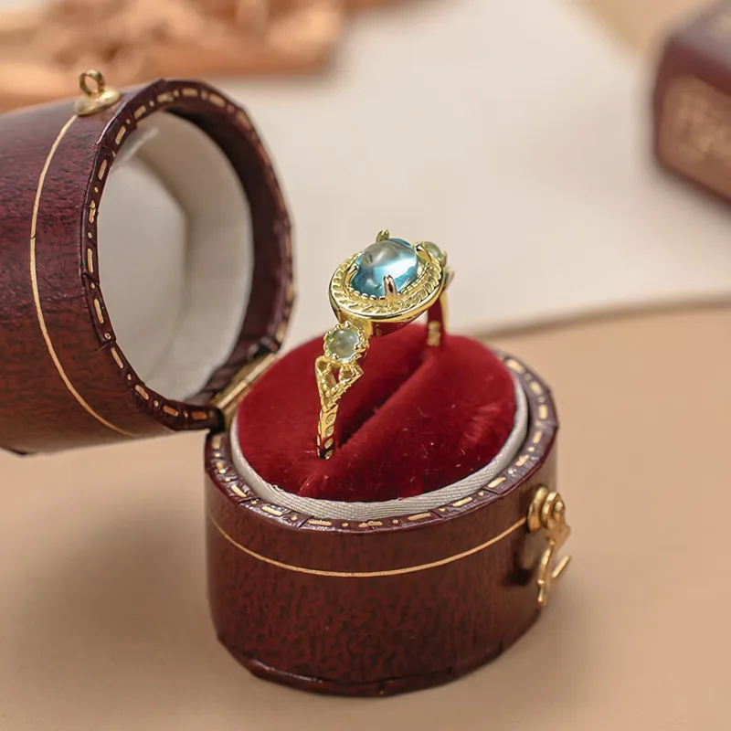 جديد كل بحر جزيرة اليابانية الزركون الدائري المرأة Ins ريترو 925 الفضة حلقة مفتوحة بسيطة