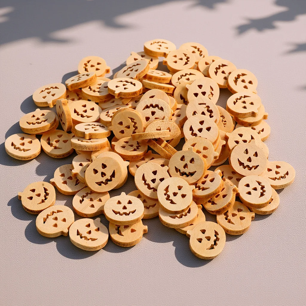 

100Pcs Wooden Clothes Buttons Pumpkin Design Buttons for DIY Sewing Craft Scrapbook Home Decor Replacement Button Set