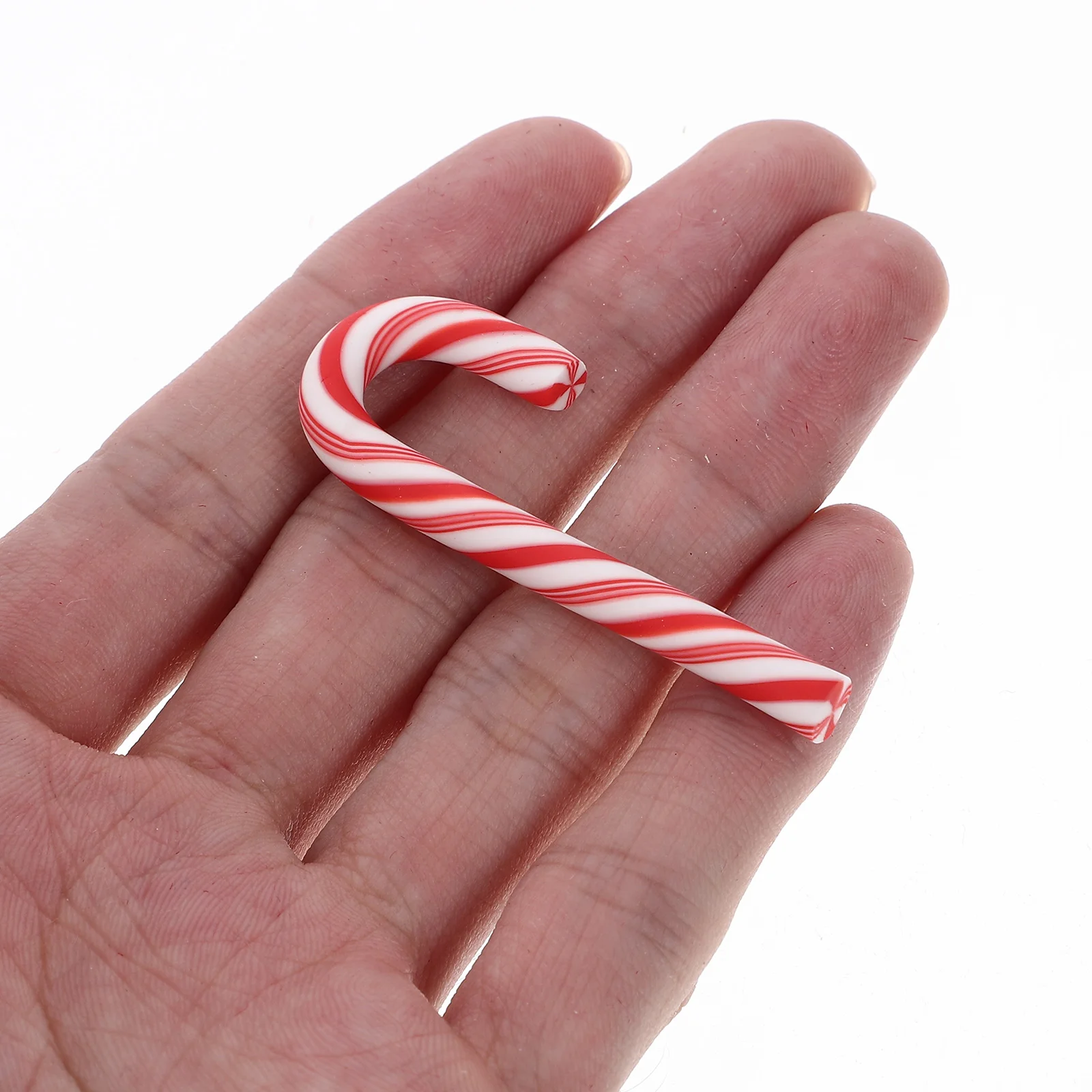 100 Pcs Simulated Polymer Clay Candy Cane Accessories Christmas Pendant Lovely Mini Charm Small Tiny Stationery