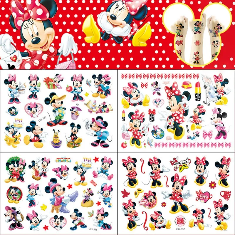 1Pcs Disney Mickey Minnie Maus Kinder Tattoo Aufkleber Anime Figur Cartoon Mädchen Geburtstag Geschenk Körper Kunst Wasserdichte Tattoo Aufkleber