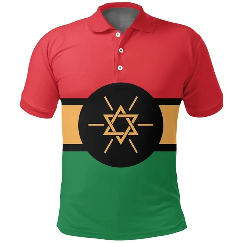 New Summer 3D The Flag Of Ethiopia Printing Polo Shirt Ethiopia Emblem Spiritual Totem Graphic Polo Shirts For Men Cool Clothing