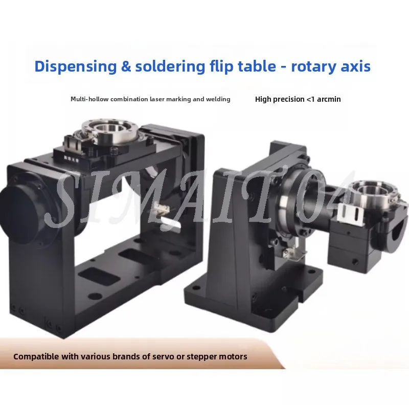 5-Axis Mini CNC Rotary Table, Servo/Stepper Hollow Rotary Stage with Precision Tilting Flip Platform