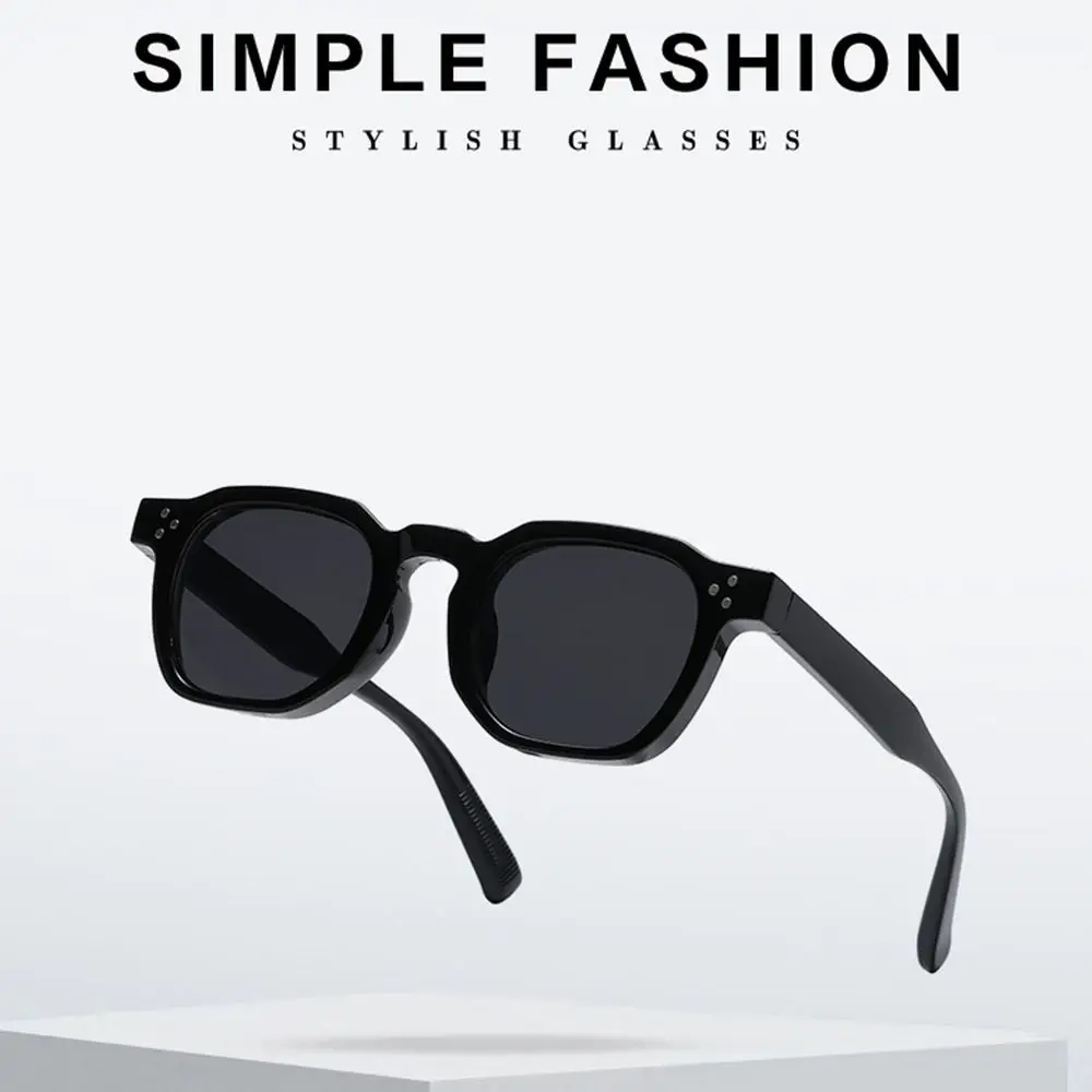 스트라이프 사원 라운드 리벳 선글라스, UV 차단 레트로 다각형 프레임 선글라스, 빈티지 드라이빙 쉐이드, 남녀 공용