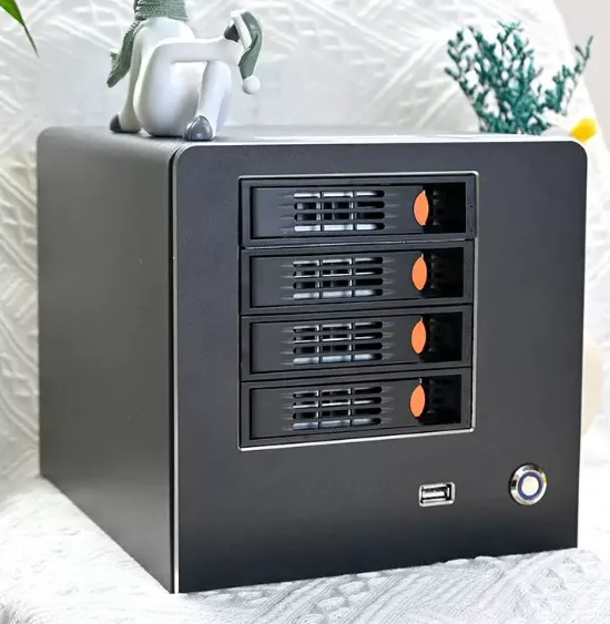 4-Bay NAS Storage Server Case - High-Quality Tooless Hard Drive Enclosure (Screwless Design)