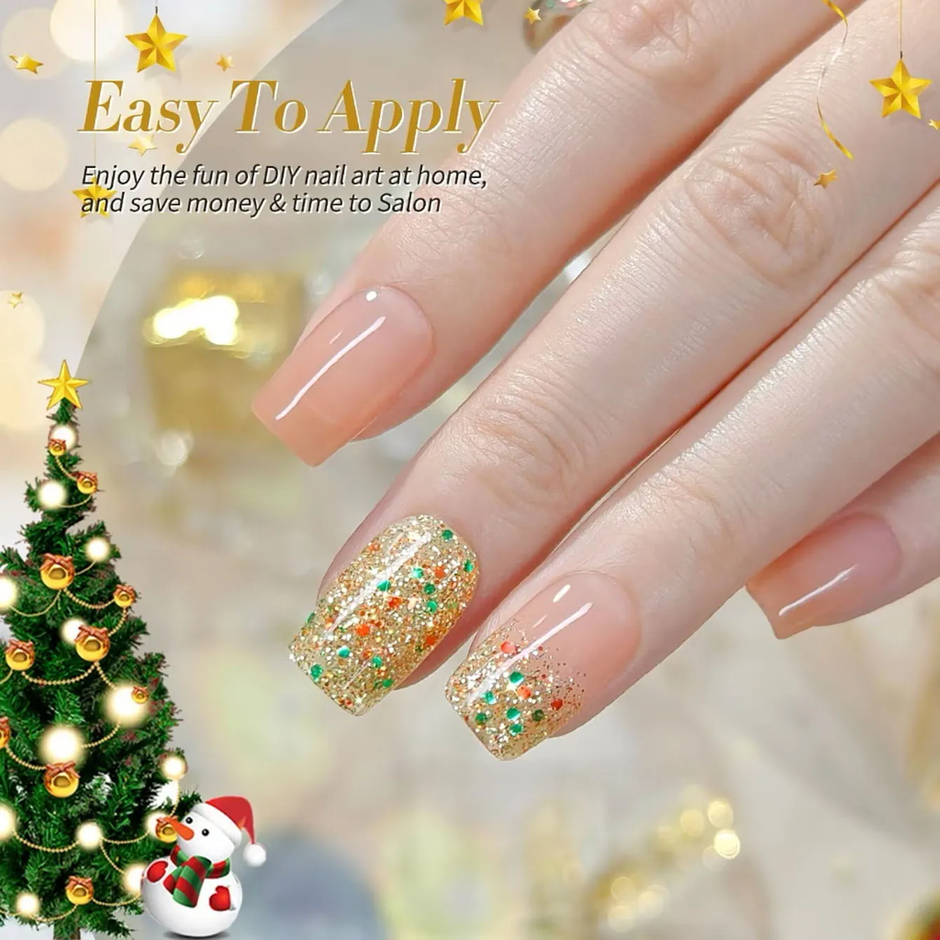 10ML 1PCS Christmas Diamond Strobe Whitening Gold Nails Seven Colors Glitter Nail Glue UV Light Nails Nail Art