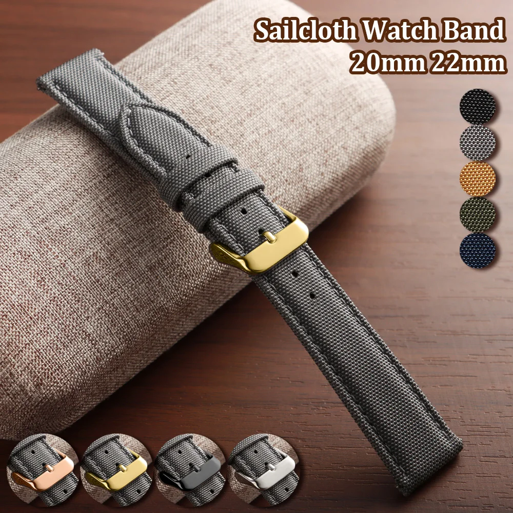 

Sailcloth Watch Band 20mm 22mm Nylon Strap for Omega for Seiko Quick Release Bracelet Business Sport Men Women Yellow Wristbands