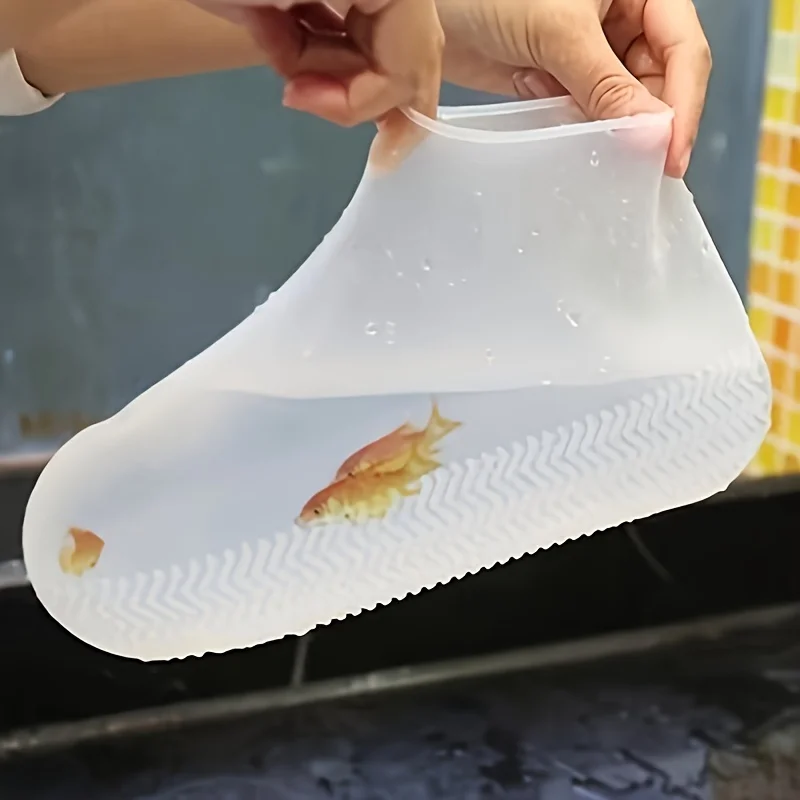 3 Pairs Boots Waterproof Shoe Cover Unisex Shoes Protectors Elastic Wear-resistant Boots Outdoor Reusable Rainy Days Shoe Cover image 4