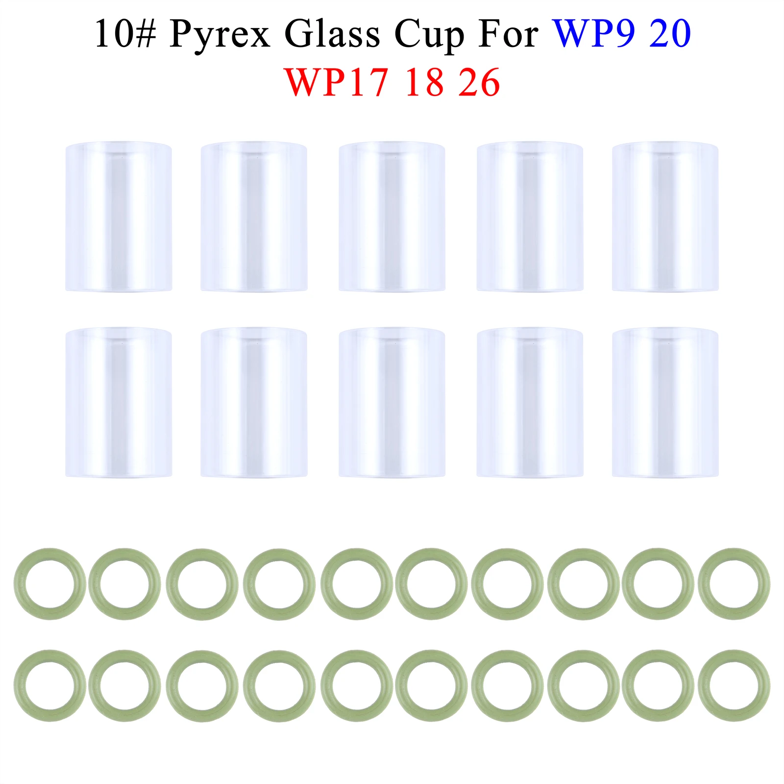 TIG10#High Temperature Glass Transparent Visualize Temperature Resistant O-rings For WP9/17/18/20/26 Stubby Gas Lens Consumables