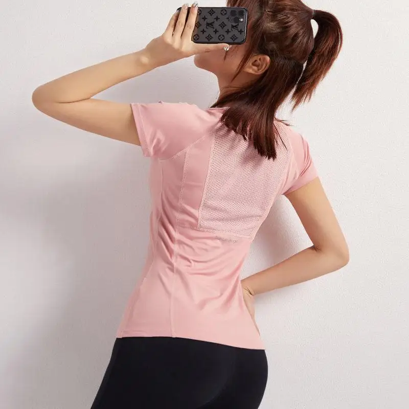 Entraînement Yoga Fem t-shirt gymnase vêtements de sport pour femmes ort Sve rond Ne rond Neline Triacéate Fiber dames Faion