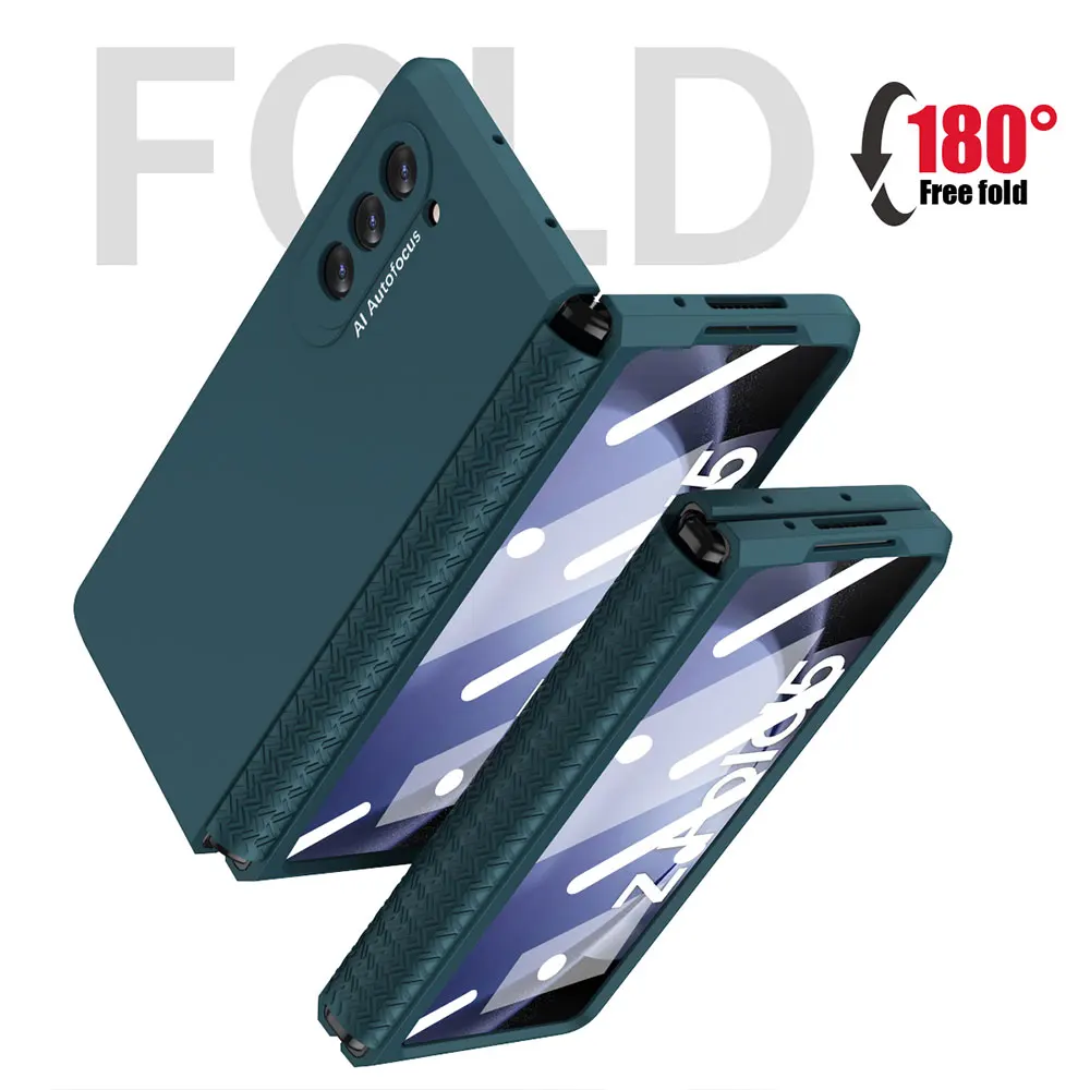 Business Hinge Folding Phone Case For Samsung Galaxy Z Fold5 4 Shell Membrane Integrated All-inclusive Anti-fall Protection Case