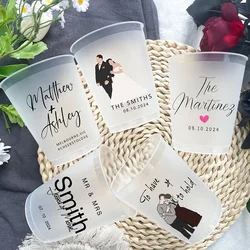 10/50 Personalized Plastic Frosted Cups for Wedding Custom Drink Cup with Name/Initial/Photo Disposable Cocktail Party Tableware