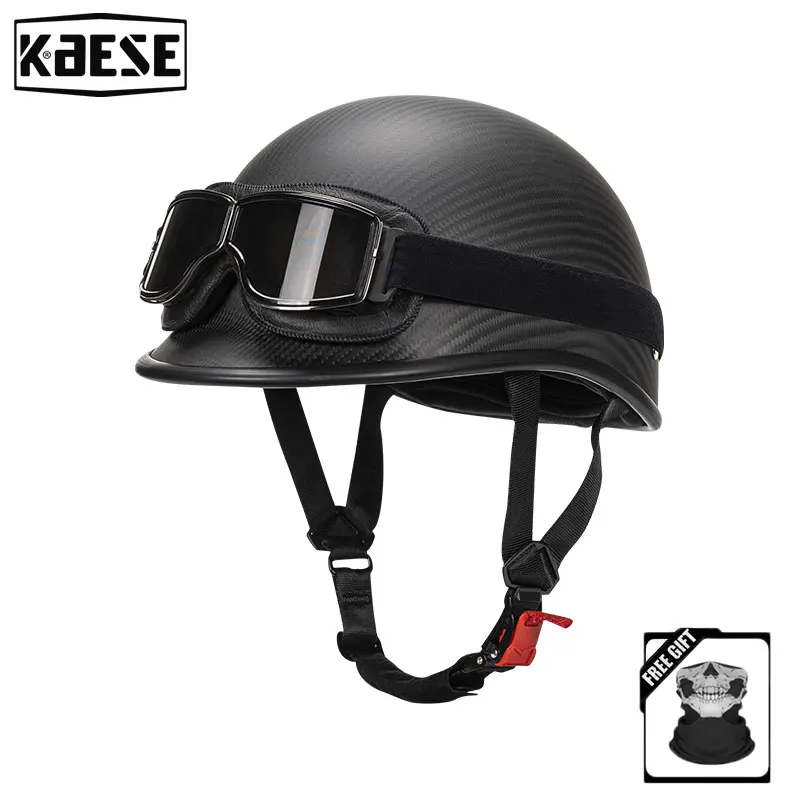 

Retro Carbon Fiber ultra-lightweight Motorcycle Helmet Summer Half Helmet DOT ECE Approved MotorcycleScooter Riding Scoop