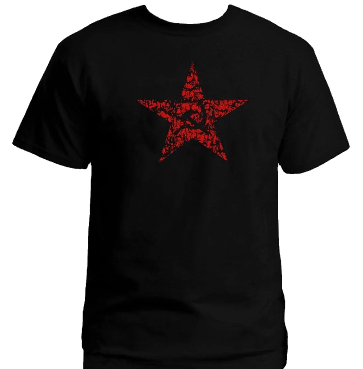 

Russian USSR Soviet Union Communist Symbols Hammer & Sickle Red Pentagram T-Shirt. Cotton Short Sleeve O-Neck Mens T Shirt New
