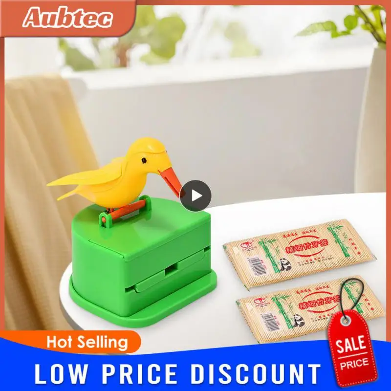 Disposable Toothpicks Teeth Cleaning Push Type Cute Birdie Disposable Kitchen Bar Supplies Double-ended Toothpick Bird Toothpick