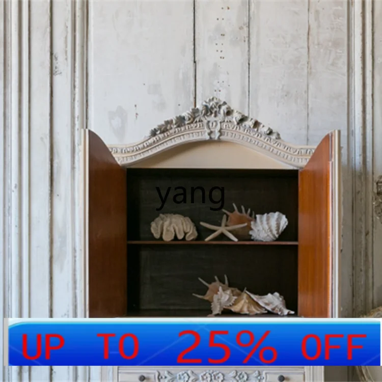 

CX solid wood carving flower bookcase American decorative cabinet European side cabinet