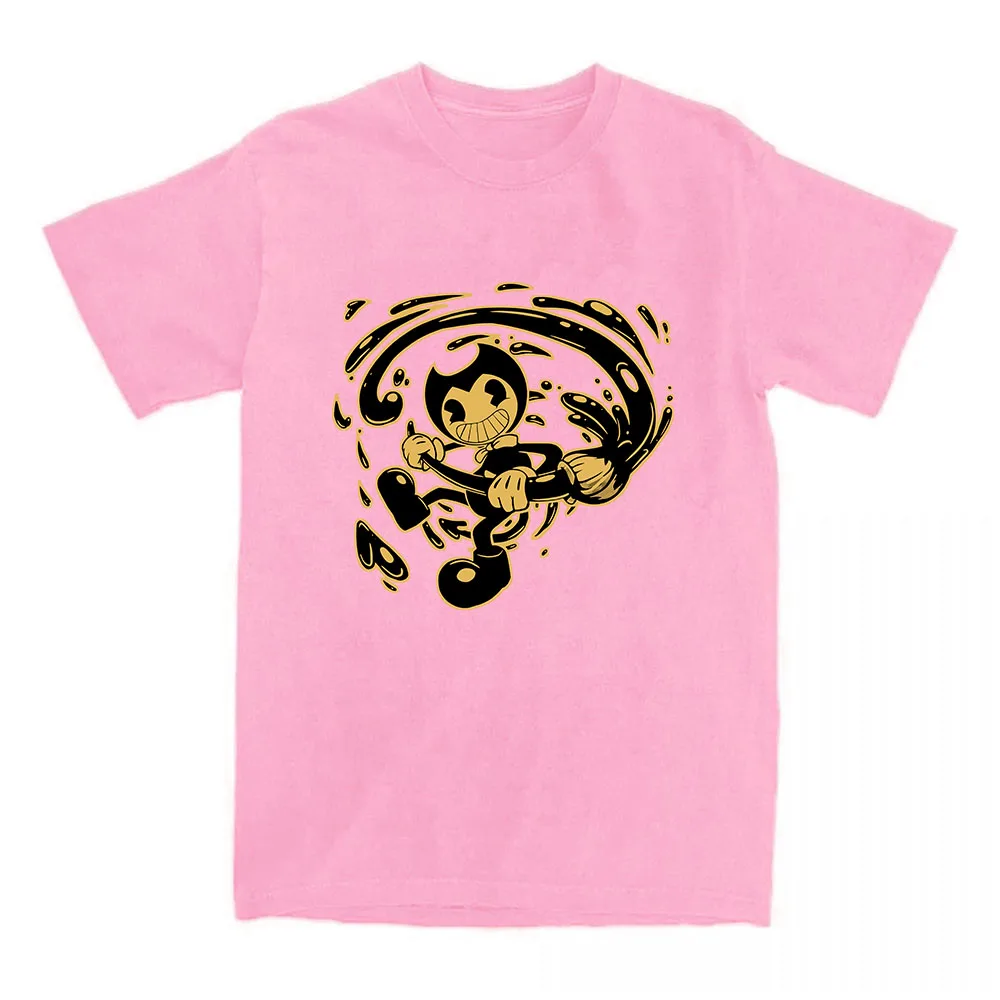 Camiseta Game Bendy and The Ink Machine, camisetas de verano de manga corta para mujer, ropa de calle, camisetas holgadas Unisex con estampado gráfico de cuello redondo