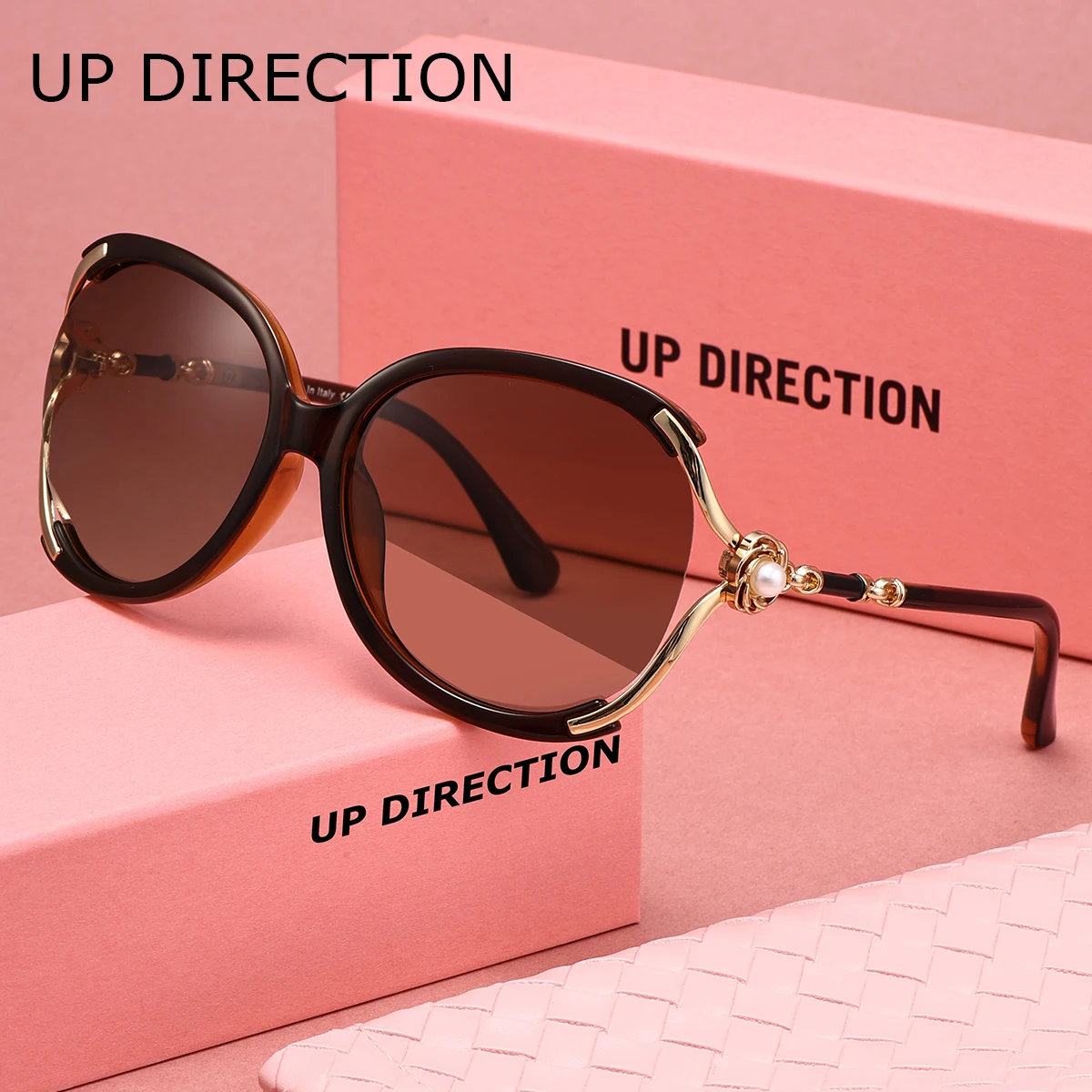 

UP Direction 1 шт. модные трендовые женские поляризационные солнцезащитные очки в стиле отпуска, мужские очки в большой оправе для кемпинга, подарок на праздник