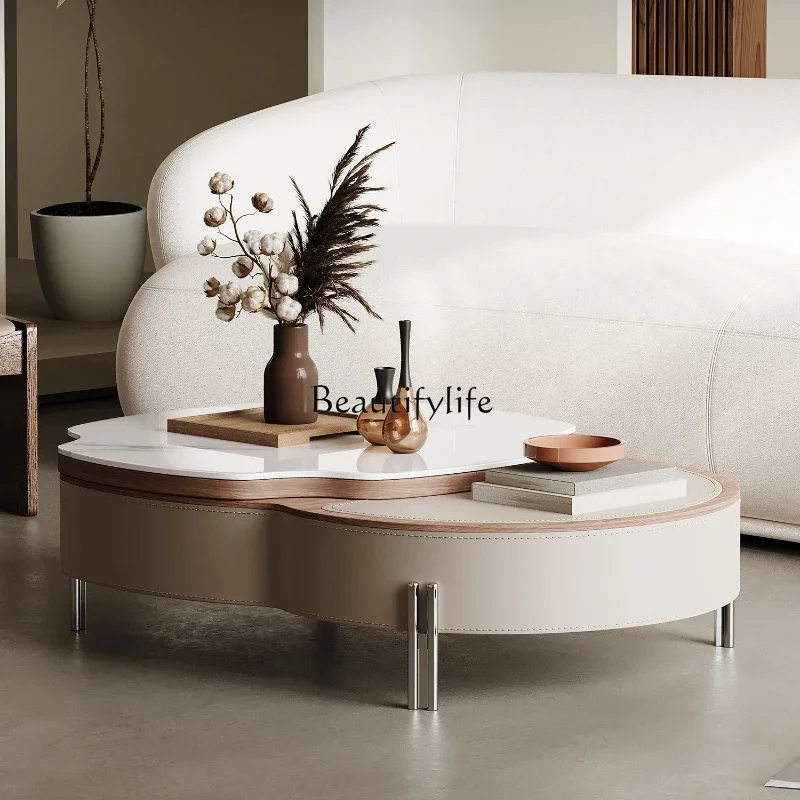 Living room lift coffee table microcrystalline stone small apartment home creative high sense