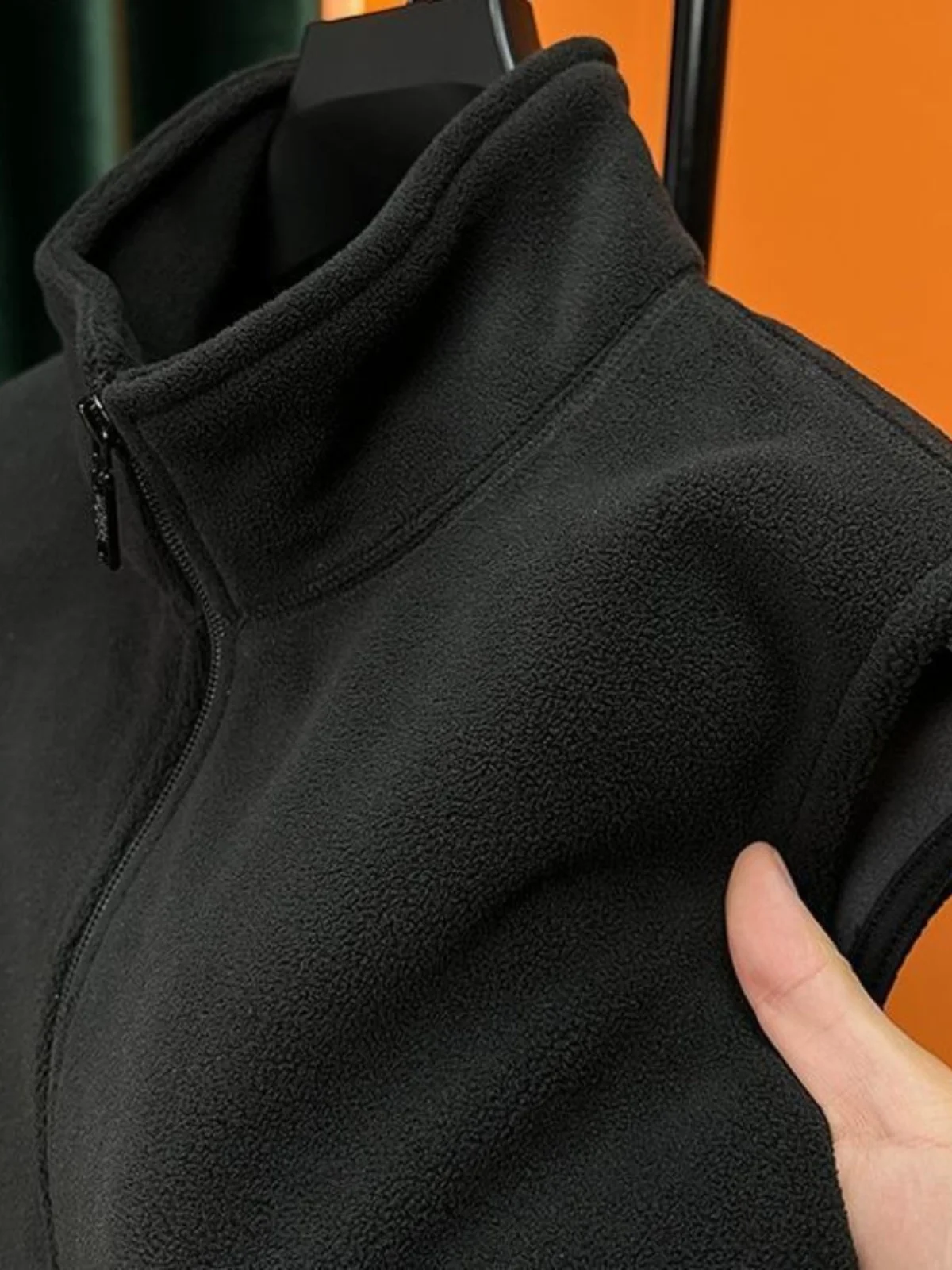 

Мужской жилет большого размера с воротником на молнии, осенне-зимний, в американском стиле, повседневный, свободного кроя, без рукавов, открытый кардиган