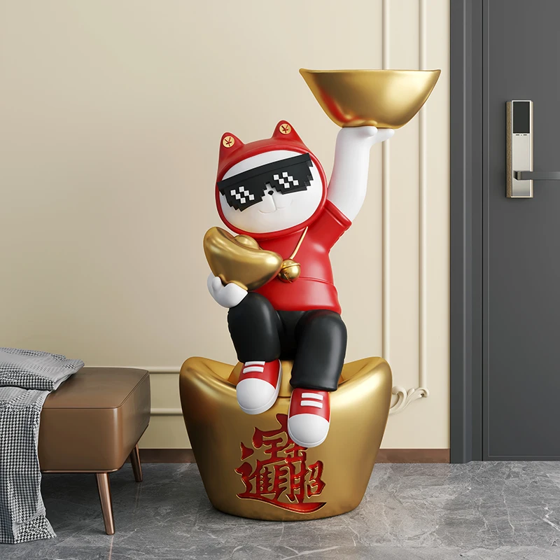 Zhaocai cat large floor decoration office living room decoration creative opening gifts high-end moving gifts