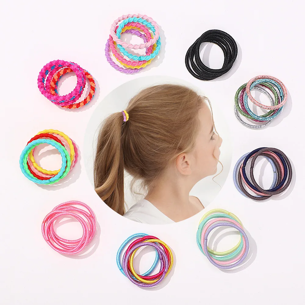 جديد 100 قطعة العصابات الشعر فتاة لون الحلوى شريط مطاطي مرن رباط شعر الأطفال الطفل عقال Scrunchie إكسسوارات الشعر