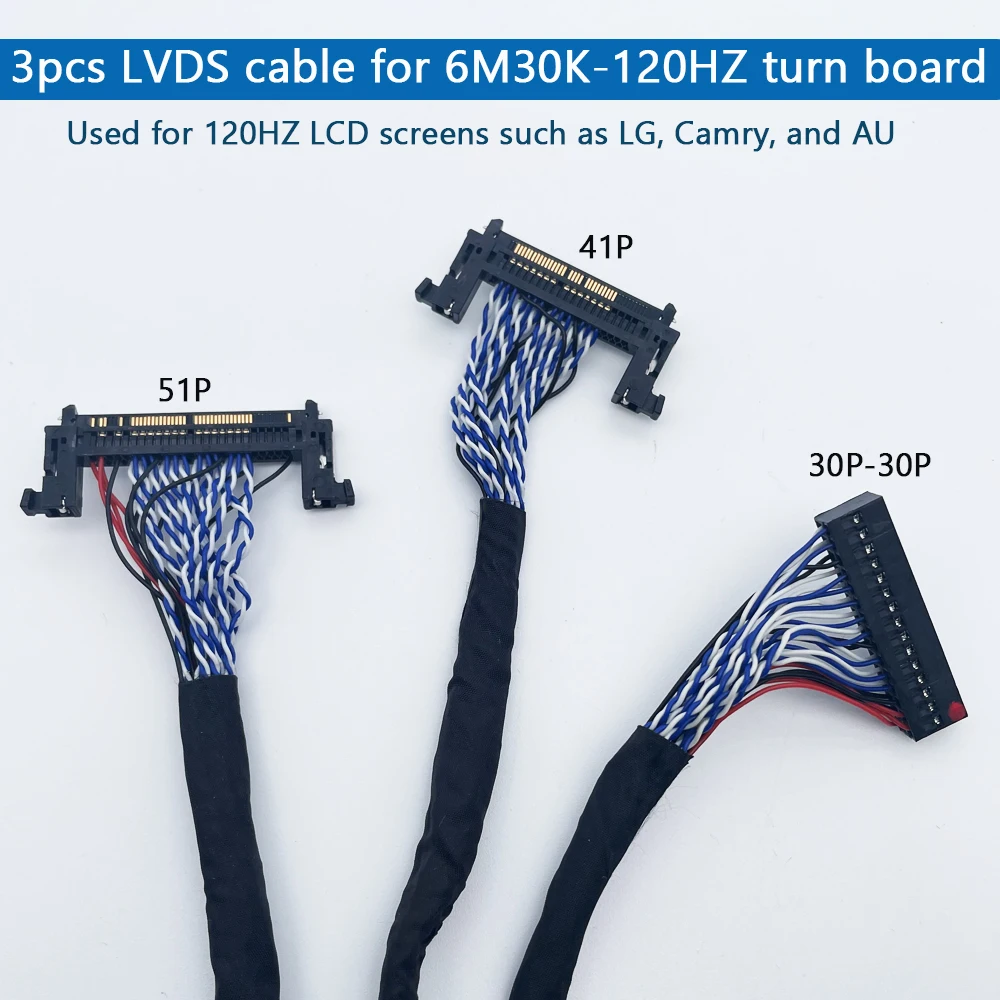 3pcs lvds cable FIRE41P 2ch 10-bit LVDS cable 550cm for 120Hz turn board LG TV screen cable