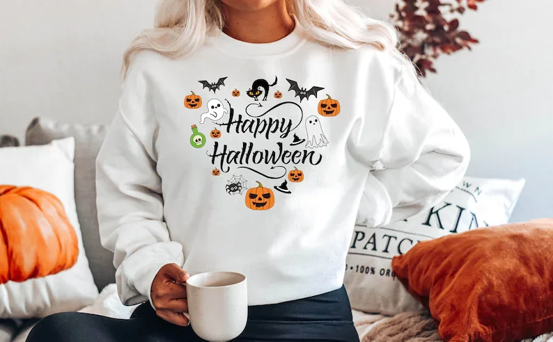 Happy Halloween Witches Sweatshirt, halloween costume, womens costumes trick or treat casual sweatshirts Fashion  Drop Shipping