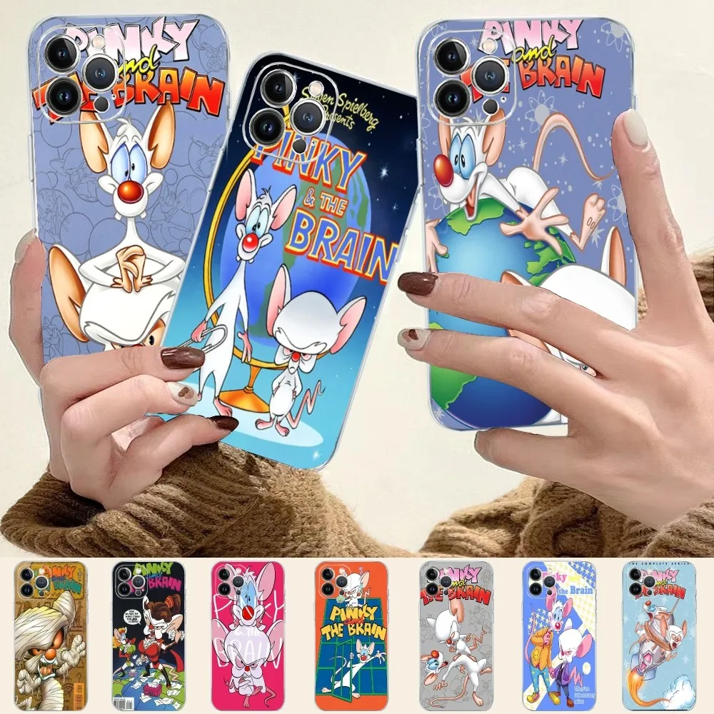 Cartoon P-Pinkys and T-The B-Brains Phone Case For iPhone 16 15 14 13 12 Mini 11 Pro XS Max X XR SE 6 7 8 Plus Soft Silicone