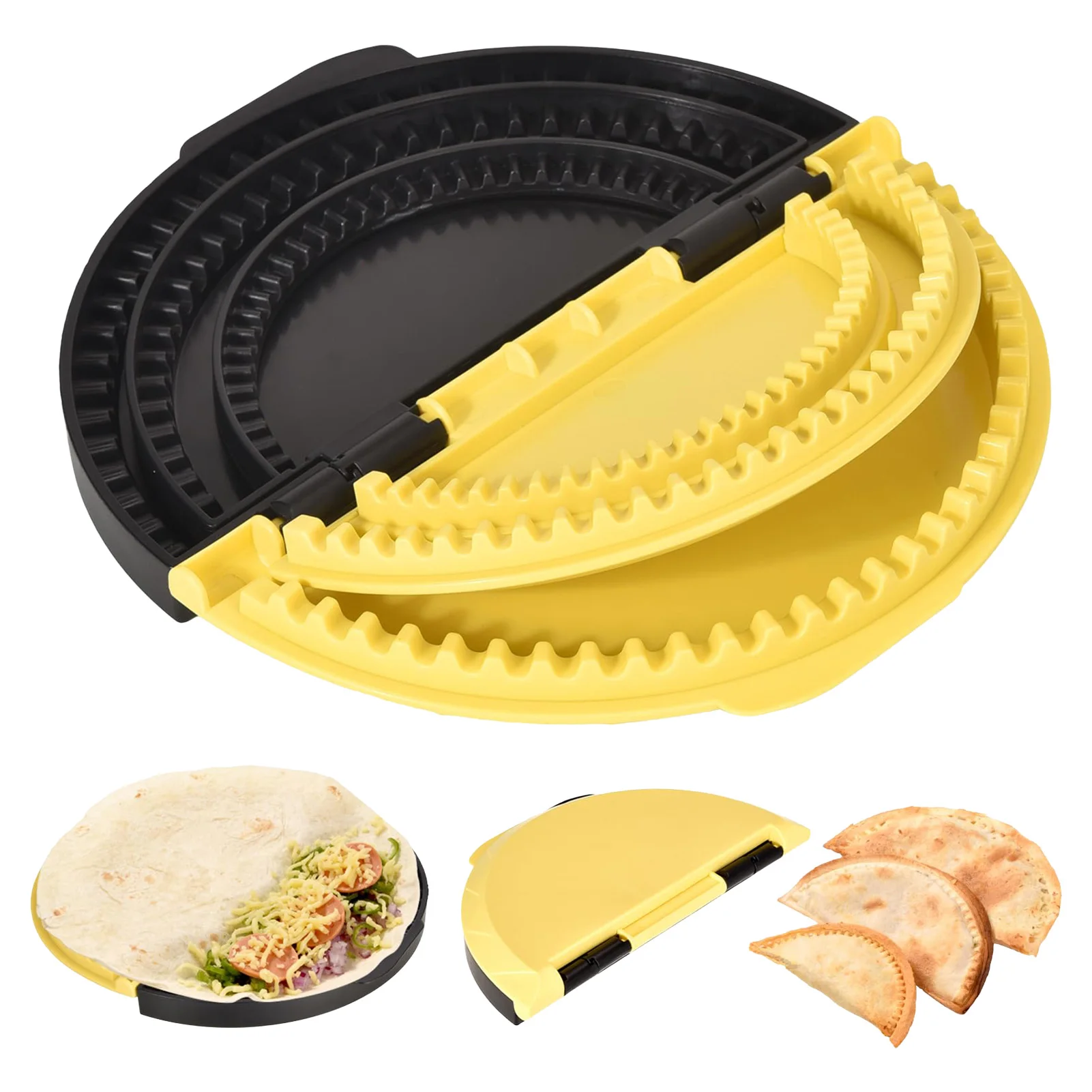 

3-in-1 Tortilla Sealer Crimper Sandwich Maker Kitchen Tool Plastic Stainless Steel Easy Press Mold for Taco Empanada Snacks