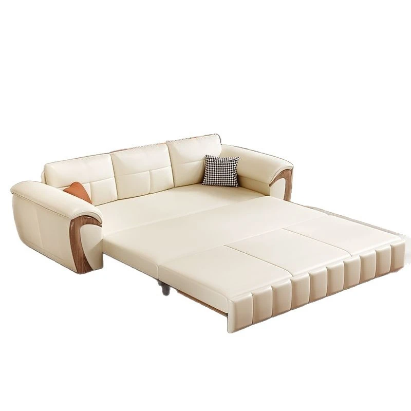 

small apartment sitting and lying multi-functional living room folding cat scratching leather dual-purpose storage sofa bed