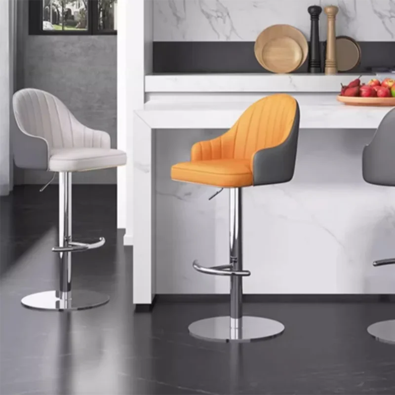 Office Luxury Stainless Steel Bar Chairs Japanese Style Designer Adjustable Bar Chairs Rotatable Home Furniture Banqueta HBBC