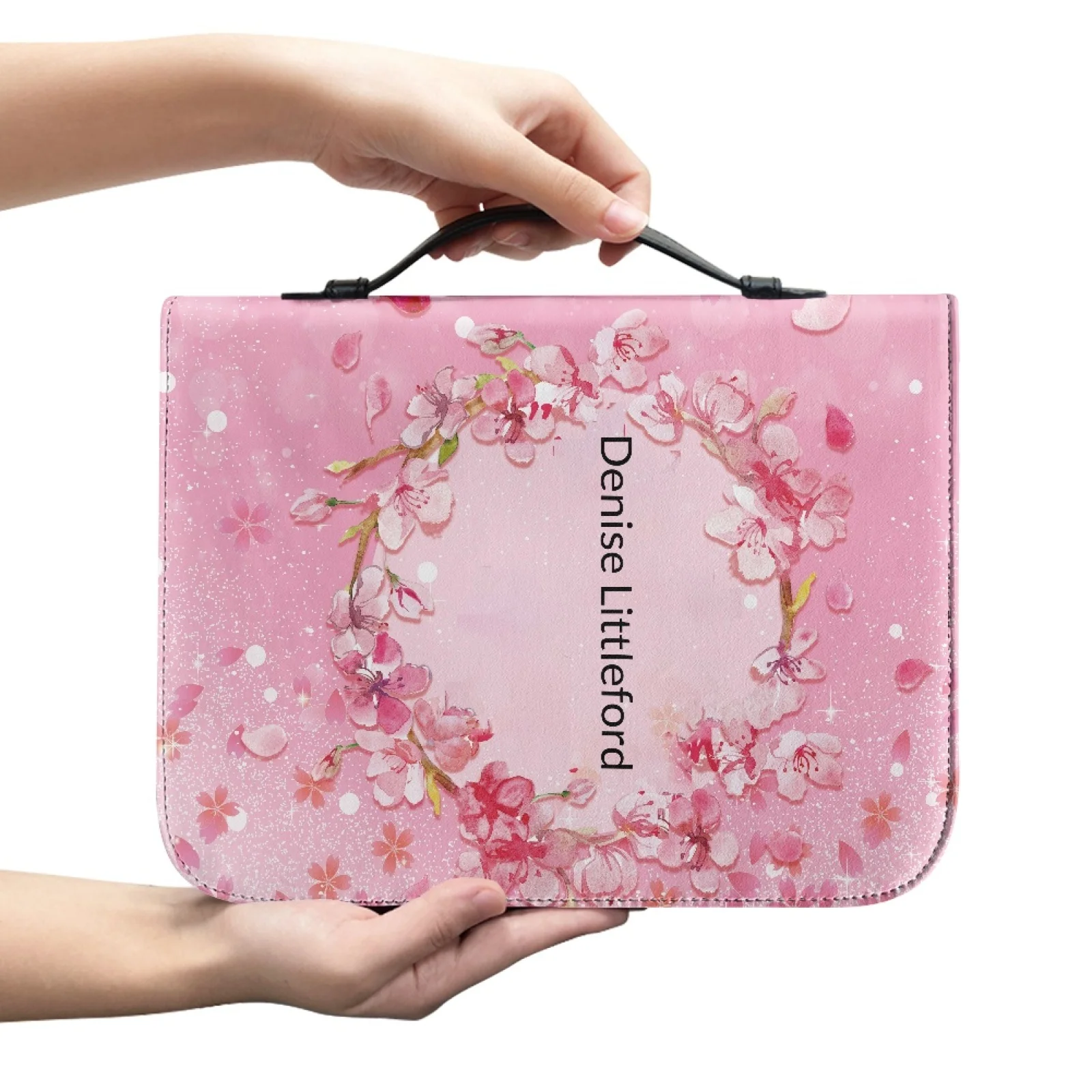 PENSTROLL Pink Cherry Blossom Wreath Bible Book Covers PU Leather Protective Bible Covers for Christian Prayer 2026 Collection