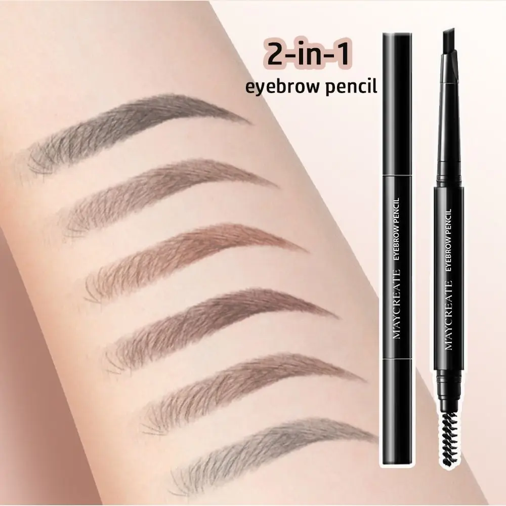 Nuevo Lápiz de cejas de 6 colores, lápiz de cejas resistente al agua de doble cabeza, herramienta de maquillaje de ojos Natural giratoria 2 en 1